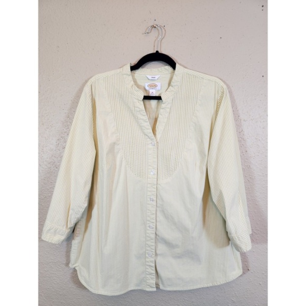 Talbots Pale Yellow Gingham Button-Down Shirt